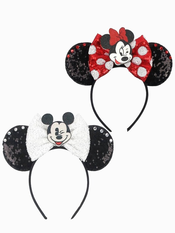Classic Mouse Ears Design With Polka Dot Bow, 1pc Cute Cartoon Mouse Bow Ear Headband, Cartoon Cute Mouse Ears Sequin Ears Headbands, Sequin Bow Mouse Ear Hair Accessory, Theme Park Outings Hair Decor, Fashion Hair Accessory Perfect For Student Party, Masquerade, Cosplay, Theme Park Outings And Holiday Events