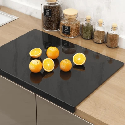 Premium Black/Clear Acrylic Cutting Board - Non-Slip, Stain-Resistant - Perfect For Fruits, Dough, And Food Prep - Kitchen Countertop Protector Mat - Easy To Clean - Great Housewarming Gift For Home Cooks, Restaurants, And All Food Preparers