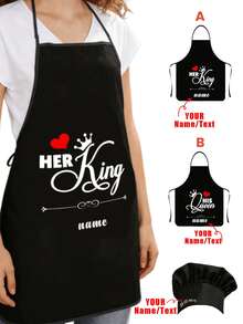 Personalized Romantic Couple Kitchen Apron - Customized Name/Text - Durable Bib-Style Apron - Wedding, Anniversary, Home, Party - Easy Clean Work Apron, Durable Fabric - Multicolor - View 1
