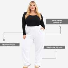 Plus Size Thick Fleece Sweatpants – Comfort And Style For Winter - Off-white - View 2