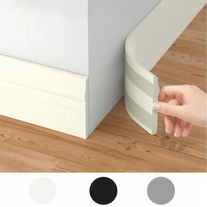 1条/2米/78.74英寸 3D自粘泡沫装饰条，踢脚线墙角装饰贴纸