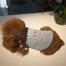 1 Stück süßer Denim Rock für Haustiere, Hunde/Katzen Kleidung Weste Denim Rock für kleine/mittlere Hunde - Blau - Übersicht 4