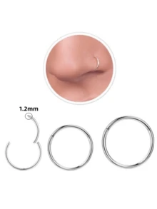 3件/9件钛钢低过敏性鼻钉套装 - 混合款式宝石鼻钉和鼻环，适合夏季节日、日常佩戴和极简街头风。 - 彩色 - 查看 3