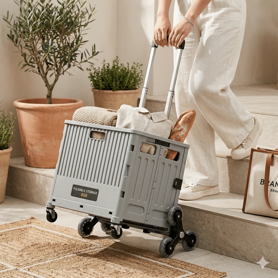 Xe đẩy mua sắm gấp gọn đa năng, xe đẩy hàng tạp hóa di động nhẹ có tay kéo, thích hợp cho bán hàng rong, cắm trại, xe đẩy tay gấp gọn tiện dụng, xe đẩy mua sắm di động có hộp đựng, có nắp đậy, giỏ 4 bánh xoay, thích hợp cho hàng tạp hóa, văn phòng, hành lý, giáo viên.