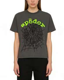 Sp5der Spider Letter Graphic T-Shirt , Hip Hop Streetwear Oversized Tee ,Casual Cotton Shirt - Màu xám đen - Xem 6