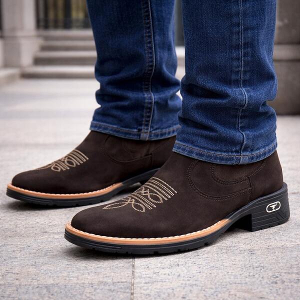 Botina Texana Masculina Bota Chelsea Camurça Elegante Confortável - LANÇAMENTO Country 2026