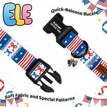 Elegant Little Tail Independence Dog Collar With Pendant Blue USA Flag Sailor Bow Pattern Quick-Release Plastic Buckle Pet Collars Adjustable Pet Collar For Small Medium Large Dogs - Navy Blue - View 5