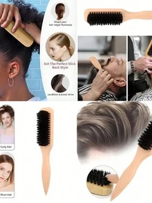 1-14 piezas Juego de cepillos, Cepillo de cerdas de jabalí unisex para cabello y barba, Cepillo profesional para peinado, Gomas para el cabello, Pinzas para el cabello resistentes, Peine con punta para coloración, Adecuado para barbería, salón de belleza, viaje, vuelta al colegio, vacaciones, accesorios para el cabello de mujer, cepillos - multicolor - Ver 4