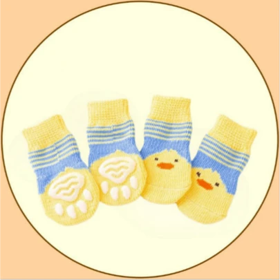 4pcs Pet Cute Socks, Dog Shoes Socks, Pet Paw Protectors, Anti-Scratch Furniture, Warm For Autumn/Winter, Outdoor Wearable, Anti-Slip & Breathable