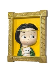 1个抽象趣味3D卡通人物图案金色边框冰箱贴，卡通世界名画冰箱贴，树脂材质，创意个性化礼物，送给家人朋友，完美的厨房和客厅装饰 - 多款 - 查看 17