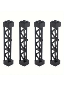 4件套城市积木火车车厢立柱支撑梁2x2x10砖块玩具，兼容技术零件95347，房间装饰 - 黑與白 - 查看 8