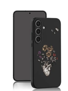 1个花卉爱心蝴蝶防摔防滑黑色手机壳，兼容 17/17 Air/17 Pro/17 Pro Max、荣耀、三星Galaxy A04e/A05s/A13/A14/A15/A34/A35/A50/A52/A53/A54/S21/S22/S23/S24/S25/S25 Ultra、6A/7A/8A、12T/13T/14T，国际版，非国内版 - 黑色 - 查看 2