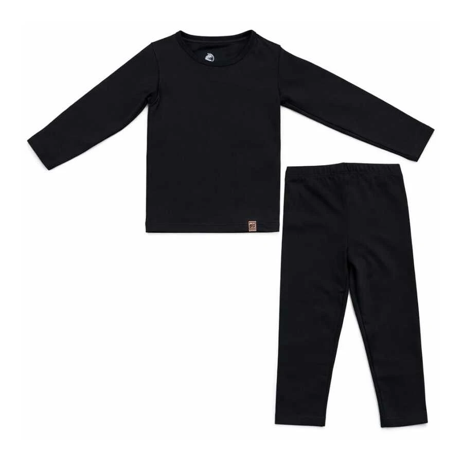 Children's Unisex Thermal Base Layer Set, Sizes 4 To 10 - 黑色 - 查看 1