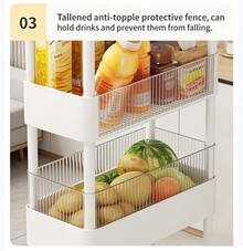 3-Tier Rolling Utility Cart, Multifunctional Storage Trolley With Wheels For Kitchen, Bathroom, Living Room - White - View 5