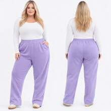 Plus Size Thick Fleece Sweatpants – Comfort And Style For Winter - Lilac Purple - View 6