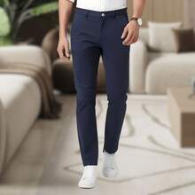 Men's Slim Fit Twill Pants, Original Size, Elastane, Men's Clothing, Factory Direct - Blue - View 10