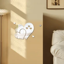OUTANA 1 Set Acrylic Heart-Shaped Self-Adhesive Mirror Wall Stickers, Removable, Suitable For Bedroom, Living Room, Study, Dining Room, Wedding Decoration, Available In Gold, Silver, Black, Red - 5AX - View 7