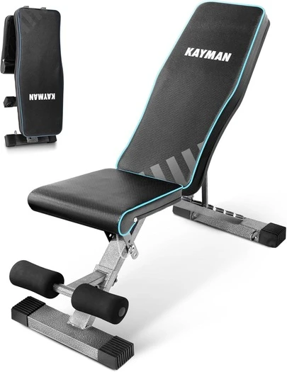 Adjustable Weight Bench, 6 Back, 4 Seat, 3 Leg Levels, Workout EPE Foam Gym, PU -108x33x42-112cm, Foldable Fitness Bench For Home Gym, Compact Press, Exercises