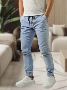 Men's Jogger Pants In Twill With Elastic Cuffs - Streetwear - Lavado ligero - Ver 2