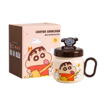 CRAYON SHINCHAN Cốc sứ có nắp đậy, có thể dùng làm giá đỡ điện thoại, cốc sứ dễ thương có tay cầm - Lựa chọn quà tặng hoàn hảo - Nhiều màu - Xem 10