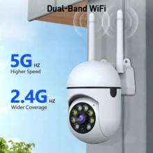 4pcs-PTZ Dual-Band (2.4G/5G) WiFi Security Cameras, Indoor/Outdoor Surveillance With Full-Color Night Vision, Two-Way Audio, AI Motion Detection & App Remote Control - 白色 - 查看 3