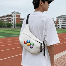 【男士单肩包】BINGO元素饺子包，学院风百搭通勤包/大容量休闲单肩包 - 彩色 - 查看 4