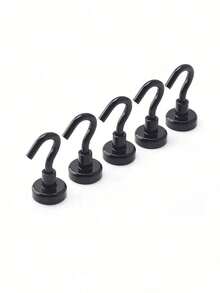 Anksixx 磁性挂钩，钕磁铁挂钩，16 毫米强磁挂钩，带挂钩的超强磁铁，适用于厨房储物柜、办公室冰箱磁铁（黑色） - 黑色 - 查看 12