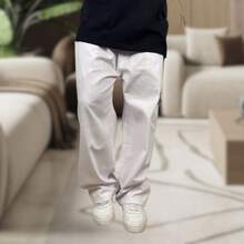Men's Cargo Pants, Women's, 6 Pockets, Skate Style, Wide Leg, Drawstring Closure - White - View 7