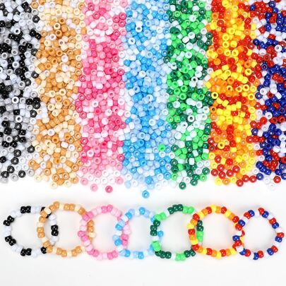 Eppingwin 1000+ 颗小马珠，手链珠，编织用塑料珠，用于制作手链、项链、钥匙扣和 DIY 手工艺品（黑色、白色、灰色）