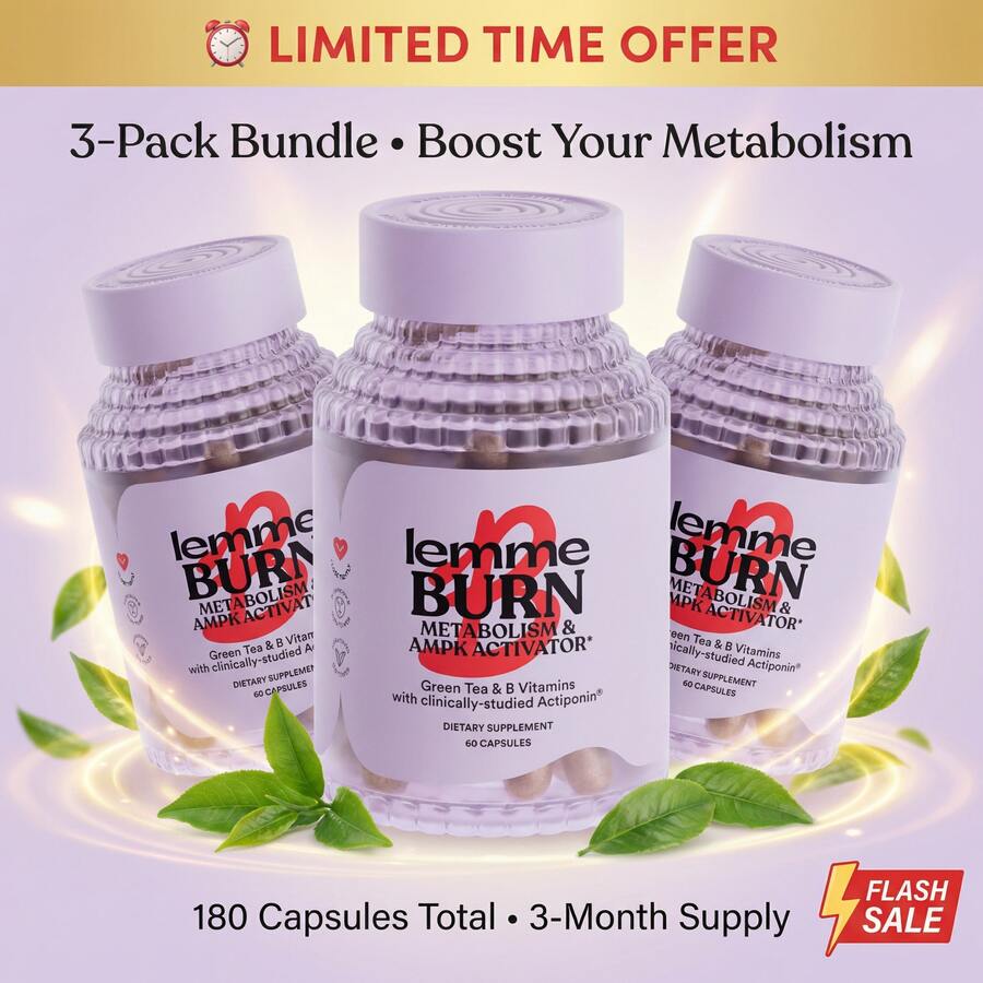 ⚡ Lemme BURN – 3-Bottle Best Seller | AMPK Metabolic Booster + Thermogenic Fat Burner | Helps Control Appetite, Burn Calories & Boost Energy | Easy-To-Swallow Capsules For Daily Support | Buy 3 & Save – Grab It Now! - Lemme Burn Metabolism & AMPK Activator, 60 Capsules (1 Pack) - 查看 1