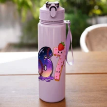 1pc 750ml Kids Water Bottle, Cute Funny Element Design Leak-Proof Straw Cup, Portable Kindergarten Water Bottle, Large Capacity Sports Water Bottle For Summer - Multicolor - View 8