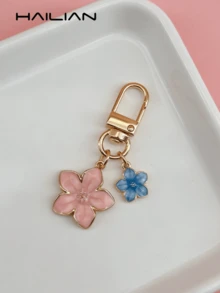 1个合金樱花钥匙扣，轻巧优雅的樱花设计，适合挂在包包上，也可作汽车钥匙链，情侣/生日/节日礼物，包包挂饰配件，教师节礼物配件 - 粉色 - 查看 5
