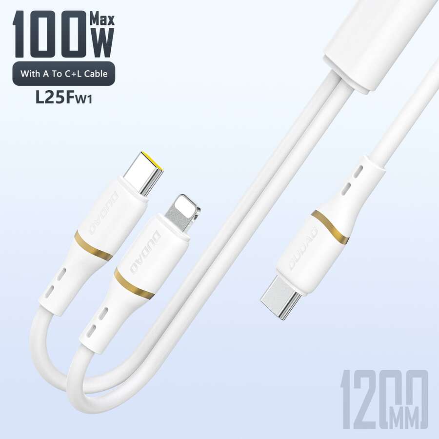 二合一快充数据线，兼容、Type-C手机、安卓手机。通用快充Type-C转Lightning/Type-C数据线，兼容三星等手机，快充USB数据线，多功能USB快充线 - 彩色 - 查看 1