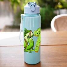 1pc 750ml Kids Water Bottle, Cute Funny Element Design Leak-Proof Straw Cup, Portable Kindergarten Water Bottle, Large Capacity Sports Water Bottle For Summer - Multicolor - View 5
