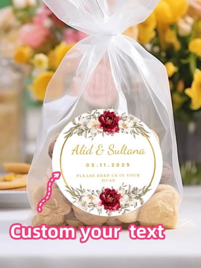 1-120 miếng dán cưới tùy chỉnh - Nhãn dán họa tiết hoa cá nhân hóa, nhãn tên và ngày tháng tùy chỉnh, chất liệu chống thấm nước và dầu, hoàn hảo để dán thiệp mời, trang trí hộp kẹo, gói quà tặng, trang trí địa điểm cưới, trang trí bóng bay, thiết kế trang nhã và lãng mạn, keo dính chắc chắn và có thể tái sử dụng, độc đáo và phong cách, quà tặng lý tưởng cho các cặp đôi mới cưới, gia đình, bạn bè, phù dâu, phù rể, tuyệt vời cho mùa cưới, kỷ niệm, tiệc tùng, lễ đính hôn.