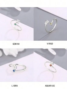 1pc S925 Sterling Silver 12 Zodiac Adjustable 14K Platinum Plated Toe Ring, Gift For Women & Girls - Toe Rings - View 9
