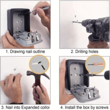 1个超安全翻盖钥匙盒，滑动盖设计，最多可容纳8把钥匙，采用耐用的金属和塑料材质，配备可自定义密码锁、带保护功能的金属和塑料密码锁，顶部带盖，可壁挂安装。 - 多色 - 查看 6