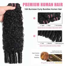 Burmese Curly 3 Bundles Human Hair (14 16 18) 100% Unprocessed Virgin Hair Bundles  14A Raw Water Curly Human Hair With Spriral End 3c4a Quick Weave For Women Natural Black. - Natural Black - View 4