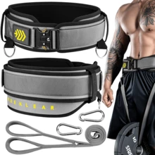 MANUEKLEAR 2-In-1 Weightlifting Belt & Dip Belt With 36.7 IN Rope, Double-Layer Weight Lifting Belts, Powerlifting Gym Weighted Belt For Pull Up Squat - Grey - View 8