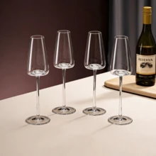 4只装高级水晶香槟杯、高脚杯、葡萄酒杯，适用于婚礼派对、红酒、各种酒精饮料、白葡萄酒等。 - 透明 - 查看 8