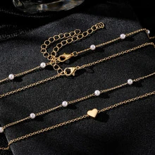 3-Piece Faux Pearl Jewelry Set, Including Necklace And Bracelet, Suitable For Women's Dates, Vacations, And Daily Wear, Simple And Casual, And Also An Ideal Accessory F Valentine's Day. - Gold - View 5