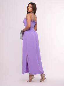 Women's Long Dress With Latex And Adjustable Straps, Comfortable And Elegant, Cool And Soft Fabric, Wrinkle-Free, Quick-Drying,  For The End Of The Year - PROMOTION - 紫丁香 - 查看 5