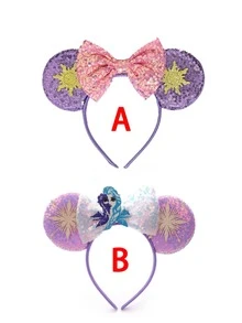 Fascia per capelli con fiocco glitterato e orecchie a forma di cartone animato carino, fascia per capelli decorata con paillettes lucenti per un look alla moda quotidiano, accessorio per capelli versatile adatto per uscite al parco a tema, feste in costume, spettacoli di cosplay, balli in maschera, eventi di compleanno e serate, copricapo elastico confortevole con materiale leggero per l'uso tutto il giorno - Stili casuali - Visualizzare 7
