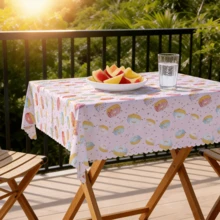 1pc Cute Tablecloth, Made Of Polyester Fabric, Washable And Reusable, With A Doughnut Design, Suitable For Dining Tables, Desks, Kitchens, Restaurants, Small Parties, Outdoor Camping, Wedding Table Decoration, Available In Multiple Sizes - A - View 12