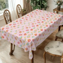 1pc Cute Tablecloth, Made Of Polyester Fabric, Washable And Reusable, With A Doughnut Design, Suitable For Dining Tables, Desks, Kitchens, Restaurants, Small Parties, Outdoor Camping, Wedding Table Decoration, Available In Multiple Sizes - A - View 8