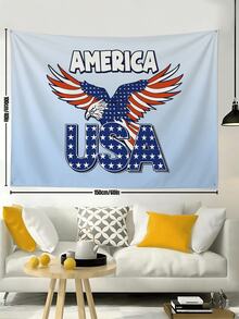 And USA Flag Tapestry Patriotic Style Polyester Wall Hanging Art Decor, Soft Durable SkinFriendly Lightweight For Living Room Decor, Bedroom, Dorm Gift For Women - 白色 - 查看 3