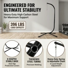Cludcofa Hammock Chair Stand,Egg Chair Foldable Wicker Rattan Hanging Swing Chair Indoor Outdoor Patio Wicker Chair Hammock Chairs With Stainless Steel Hanging Kit Chain Link UV Resistant Cushion Bedroom Balcony - Black - View 3