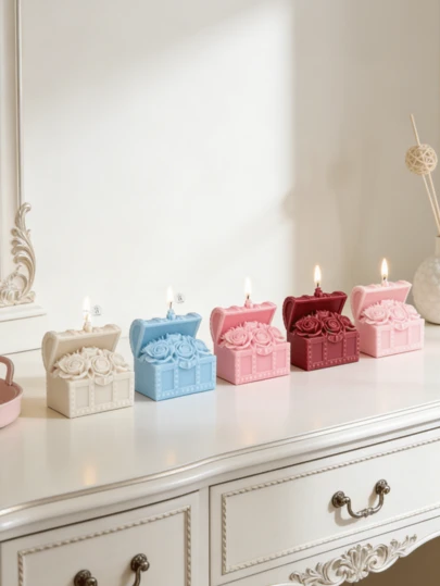 浪漫玫瑰首饰盒蜡烛 - 情人节和婚礼礼物，大豆蜡香氛蜡烛，家居和派对装饰