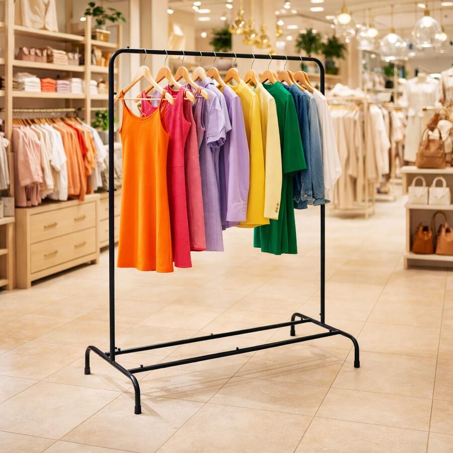 Arara de Roupas Cabideiro Expositor Grande Fácil Moderno Sem Sapateira Em Aço Klicmix - Preto - Visão 1