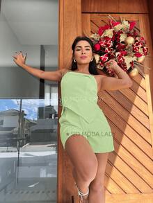 SJD MODA LADY Solid Youthful Chic Tailoring Set - 薄荷綠 - 查看 2